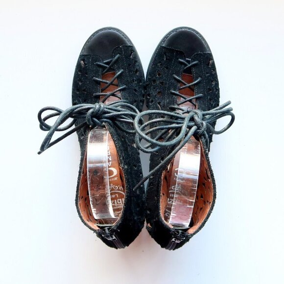 Jeffrey Campbell Black Suede Leather Block Heel Lace-up Sandals Bootie Shoes 8.5 - Picture 3 of 15